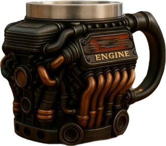 OEM Taza De Caf&eacute; Con Dise&ntilde;o De Motor Y Revestimiento De Acero Detallado