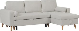 Vente-Unique Sof&aacute; cama rinconera reversible de tela verde beige con arc&oacute;n KORI