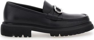 Ferragamo Black Platform Slip On Loafers