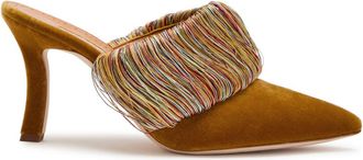 Manolo Blahnik Caldean 90 Embellished Velvet Mules - Yellow - 39 (IT39 / UK6)