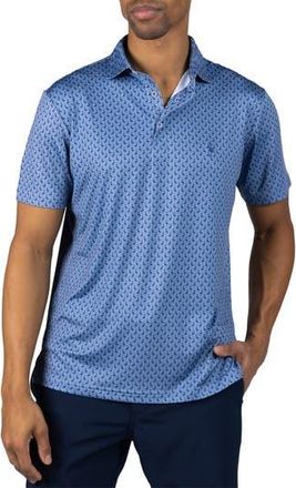Tailorbyrd Byrds Print Performance Polo in Denim at Nordstrom Rack, Size Xxx-Large