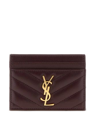 Saint Laurent Cassandre card case in lambskin - women - Lambskin/Brass - One Size - Red