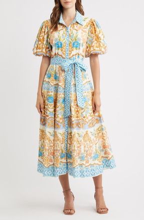 Flying Tomato Print Cotton Midi Dress in Ivory at Nordstrom, Size Medium