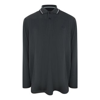 Fred Perry Witte Polo Met Dubbele Kraag En Lange Mouwen In Antracietgrijs