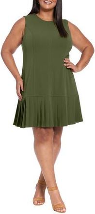 London Times Pleated Sheath Dress in Rifle Green at Nordstrom Rack, Size 18W