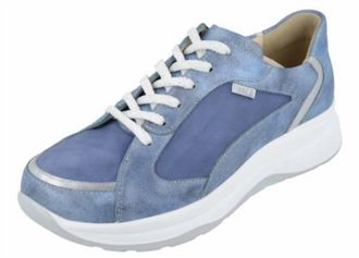 Finn Comfort Womens Piccadilly Lace Up Leather Sneakers In Jeans/silver/electro Alfa/marley/nubuk