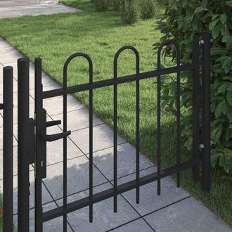 Berkfield Home Single Door Fence Gate with Hoop Top 100 x 75 cm in Black
