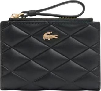 Lacoste Crocodelle Leren Muntportemonnee - Dames - Accessoires - Zwart - Maat: ONE Size Leer