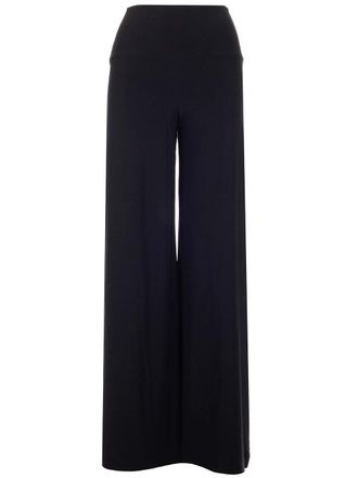 Norma Kamali Black Jersey Wide Leg Trousers Nero-Donna