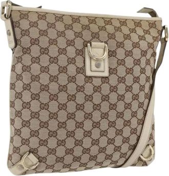 Gucci Pre-owned Cross Body Bags, female, Beige, Size: ONE SIZE Pre-owned Canvas Cross Body Bag