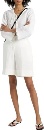 King & Tuckfield High-Rise Jacquard Shorts In White