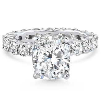 Pompeii3 Certified 7.90Ct Cushion Diamond Engagement Eternity Ring Gold Lab Grown Size: 7