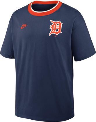 Nike Detroit Tigers Cooperstown Ringer Nike Mens MLB T-Shirt in Blue | 045Q0H6HD61-N3R