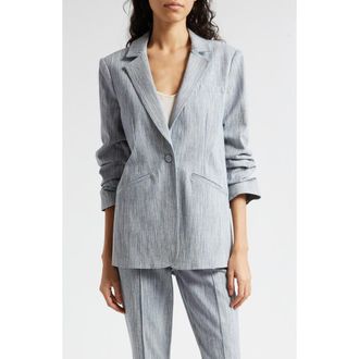 Cinq &agrave; Sept Khloe Stretch Cotton Blend Blazer in Indigo/White at Nordstrom Rack, Size 14