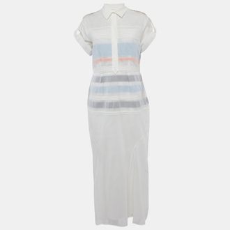 Sportmax White Cotton Pintuck Detail Midi Dress