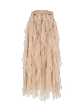 Ermanno Scervino Asymmetrical Hemline Layered Ruffled Midi Skirt