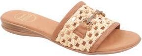 Andr&eacute; Assous Niles Crystal Bit Slide Sandal in Natural/Cuero at Nordstrom Rack, Size 11