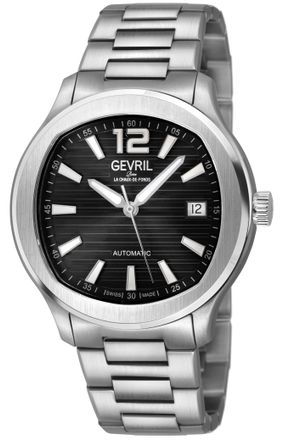 Gevril Group Mens Stuyvesant 316L Stainless Steel Case, Black Dial, Bracelet Watch. - Silver - One Size