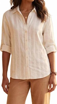 Karen Kane Roll Tab Shirt In Oat