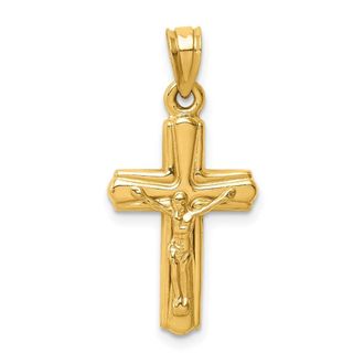 Diamond2Deal 14k Yellow Gold Reversible Crucifix Pendant