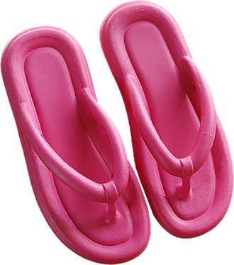 Generic Women Summer Flip Flops Beach Sandals With Flat Bottom Sole Design For Outdoor Holiday Walking Comfort (Red, 6)