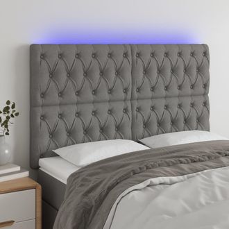 vidaXL Cabecero Con Luces Led Tela Gris Oscuro 144x7x118/128 Cm Vidaxl