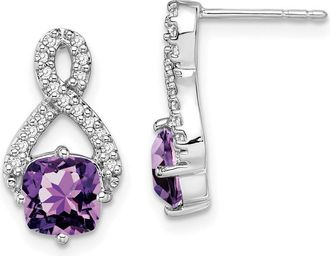 Diamond2Deal 14k White Gold Amethyst and Diamond Earrings
