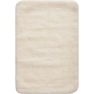 Beliani Alfombra De Ba&ntilde;o Suave Con Base Antideslizante De Microfibra 60 X 90 Cm Rectangular Accesorios De Ba&ntilde;o Blanco Crema Urlana