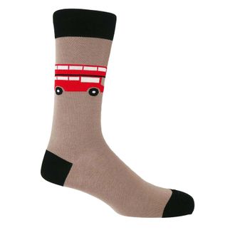 Peper Harow London Bus Mens Socks - Mink
