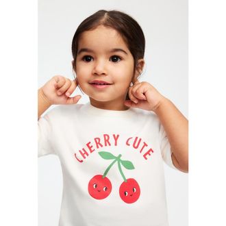 H&M 3-pack Cotton T-shirts in White/cherry Cute at Nordstrom, Size 12M