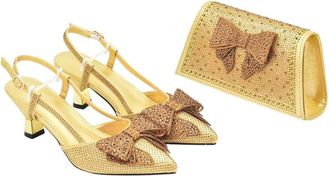Generic Women Italian Matching Shoes Bag Set Rhinestoness High Heels Wedding Party