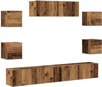 vidaXL Vidaxl - 7 Piece tv Cabinet Set Wall-mounted Old Wood Engineered Wood