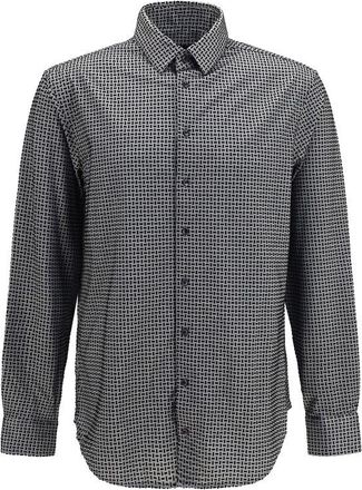 Giorgio Armani Gray Cotton Pattern Mens Shirt