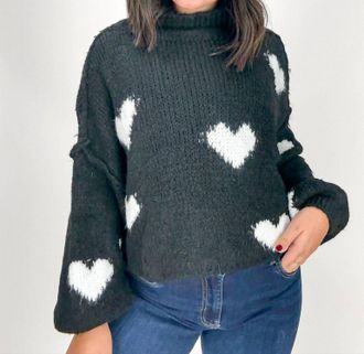 Astrid Lori Heart Sweater In Black