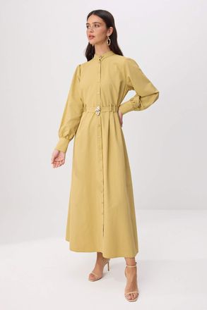 Trendyol Modest Dames Groen Effen Maxi Lang Casual Skater Modest Jurken