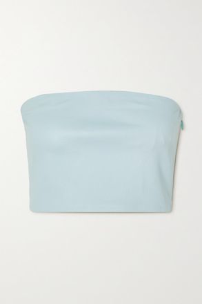 SPRWMN Crop Top Senza Spalline In Pelle - Blu