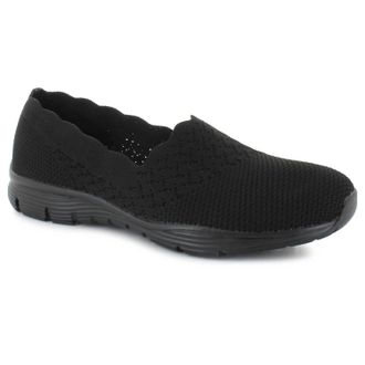 Skechers Womens Seager Stat Stretch Knit Loafer In Black