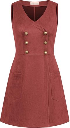 Belle Poque Women Formal Midi Dress Double Breasted A Line Graduation Dress Wine XL