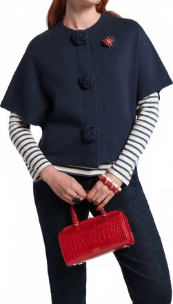 Frances Valentine Carnegie Wool Shrug Top In Navy