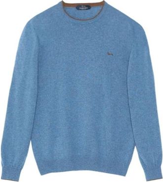 Harmont & Blaine Wollen Turtleneck met Details - Heren - Ronde hals truien - Blauw - XL - Wol - Truien & Vesten