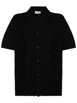 Paolo Pecora Casual Short-Sleeved Black Shirt With Textured Patterns