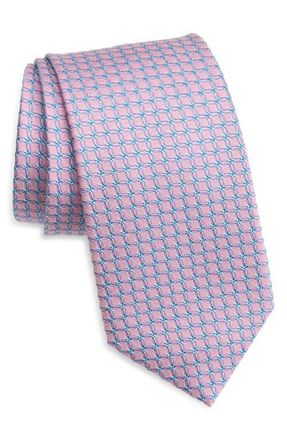 David Donahue Neat Silk & Cotton Tie in Pink at Nordstrom