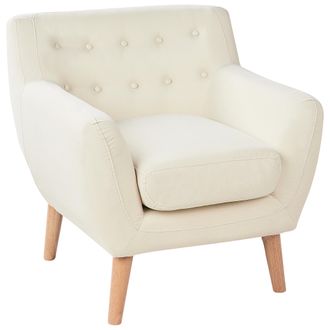Beliani Beliani - Sill&oacute;n Con Respaldo Capiton&eacute; Sala De Estar Moderno Con Relleno Grueso Tela Beige Claro Motala