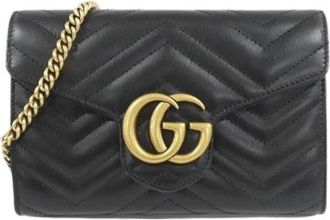 Gucci Pre-owned GG Marmont Quilted Leather Shoulder Bag - Dames - Vintage Schoudertas - Zwart - ONE Size - Leer - Vintage