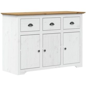 vidaXL Vidaxl - Aparador Bodo Madera Maciza Pino Blanco Y Marr&oacute;n 115,5x44x80 Cm