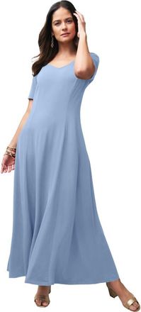 Jessica London Stretch Knit Sweetheart Maxi Dress in Azure Mist at Nordstrom, Size 24