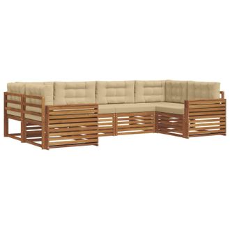 vidaXL Conjunto De Sof&aacute;s De Exterior Con Coj&iacute;n 6 Pcs Natural Y Beige Vidaxl