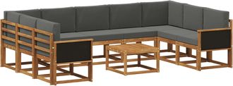 vidaXL Conjunto De Sof&aacute;s De Exterior 10 Uds. Natural Y Antracita Vidaxl