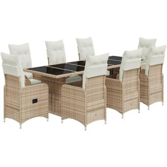vidaXL Set De Mesa Y Sillas De Jard&iacute;n 5 Pzas Y Cojines Rat&aacute;n Pe Beige Vidaxl