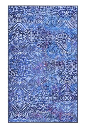 Wecon Home Alfombra de ba&ntilde;o con patr&oacute;n de paisley vintage azul 70x120